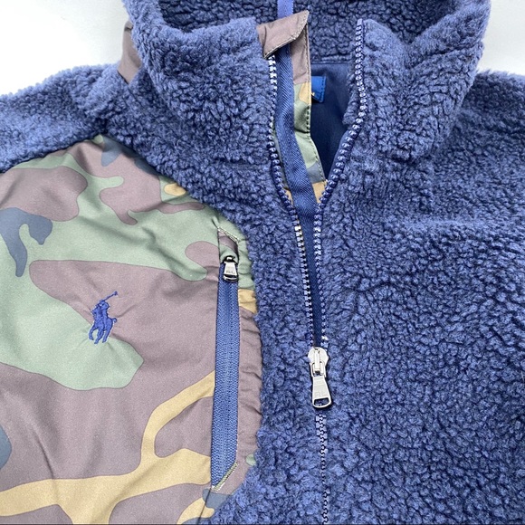 Polo Ralph Lauren Sherpa Fleece Navy Zip Up Jacket - Picture 11 of 15